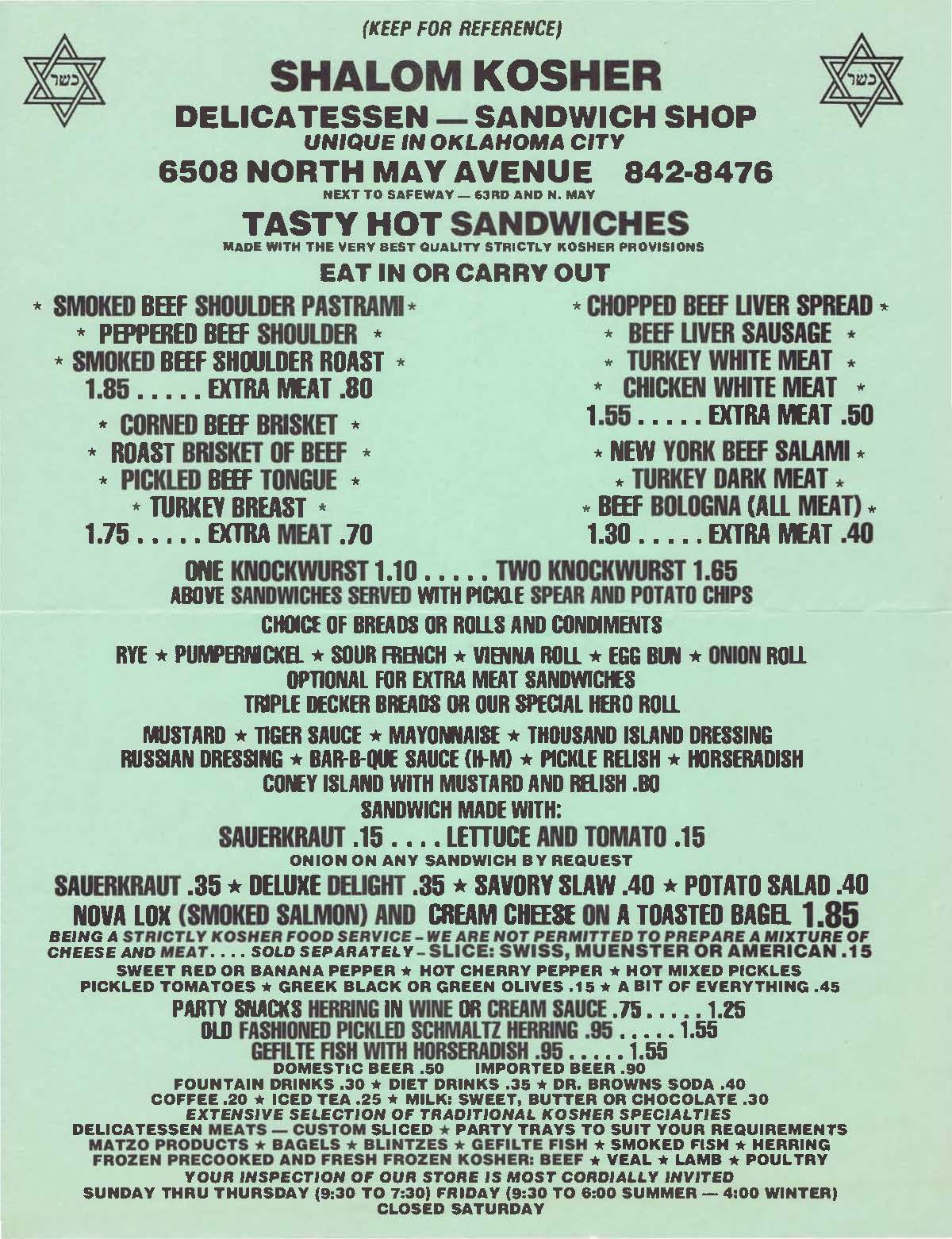 Shalom Kosher Delicatessen Metropolitan Library System